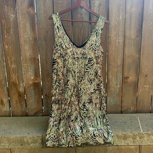 CARLA CONTI Women’s Sequin Black Gold Sleeveless Midi Dress Italian Size Medium